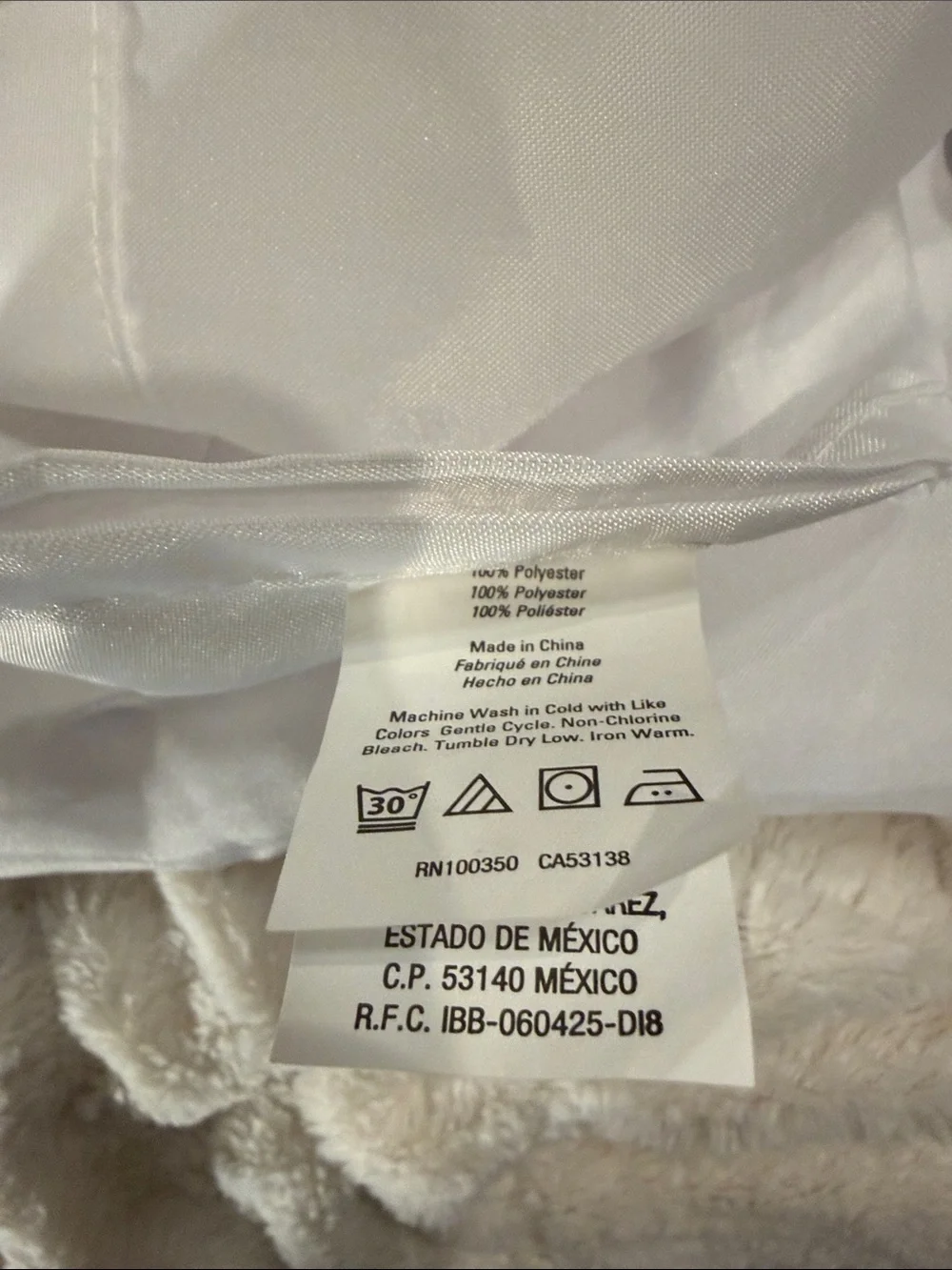 Source Unknown White Shower Curtain with Silver Hooks